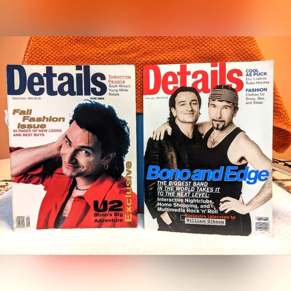 Details Magazine Bono'92 & The Edge'94 2 mags in Pristine Condition!! SALE!! - Picture 1 of 6